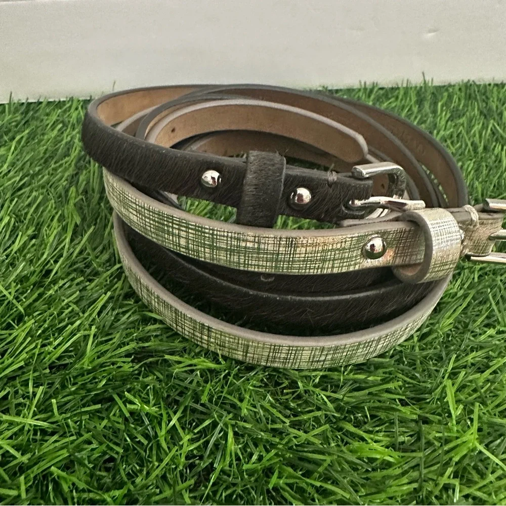 Ann Taylor Genuine Leather Bundle of Silver and Black Belt Size Large - Picture 11 of 14